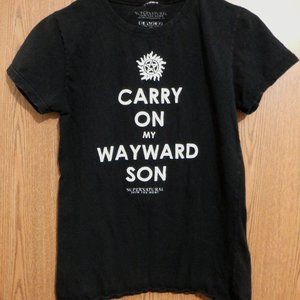 Juniors Size L Carry On My Wayward Son Join the Hunt Supernatural Shirt Black